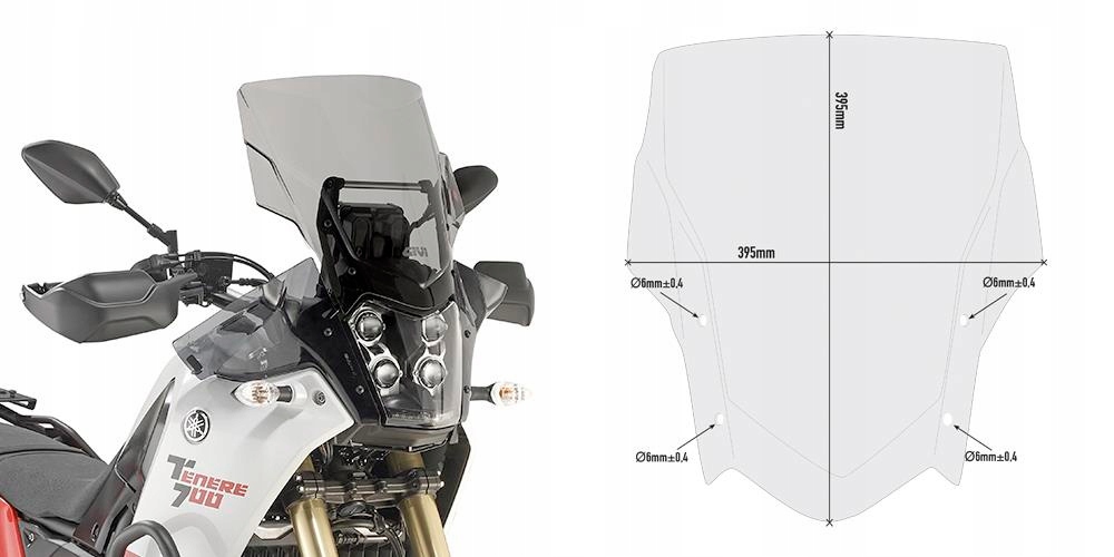 Sklo Givi dymové 52 x 42 cm (h x V) Yamaha Ténéré 700 (19)