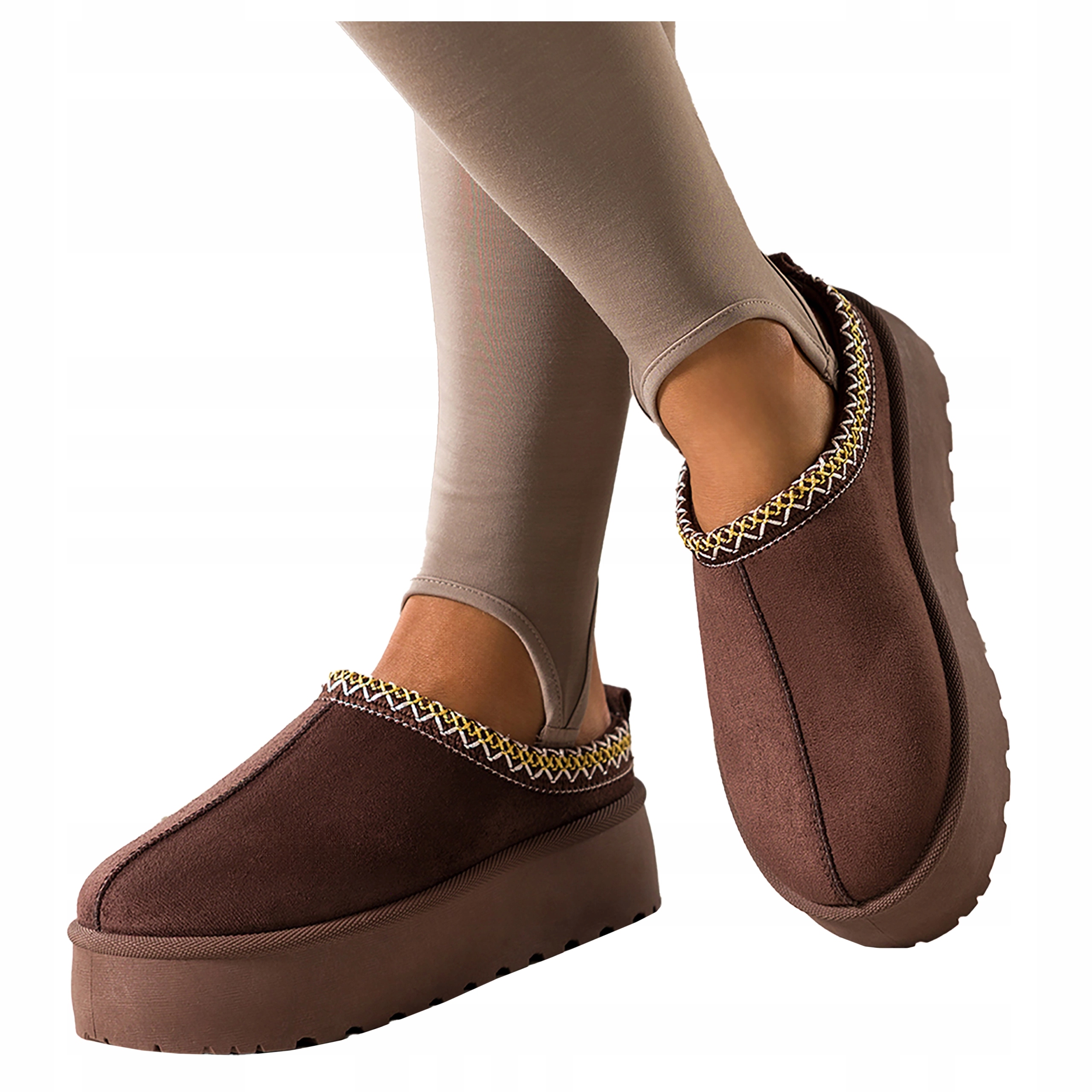 Dámské Pantofle Čokoládové Pohodlné S Kožíškem Módní Na Platformě r 41