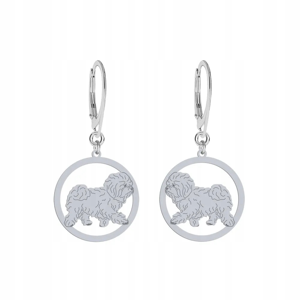 Stříbrné Náušnice se psem plemene Boloňský 925 bižuterie Žena Gravírování Bonus