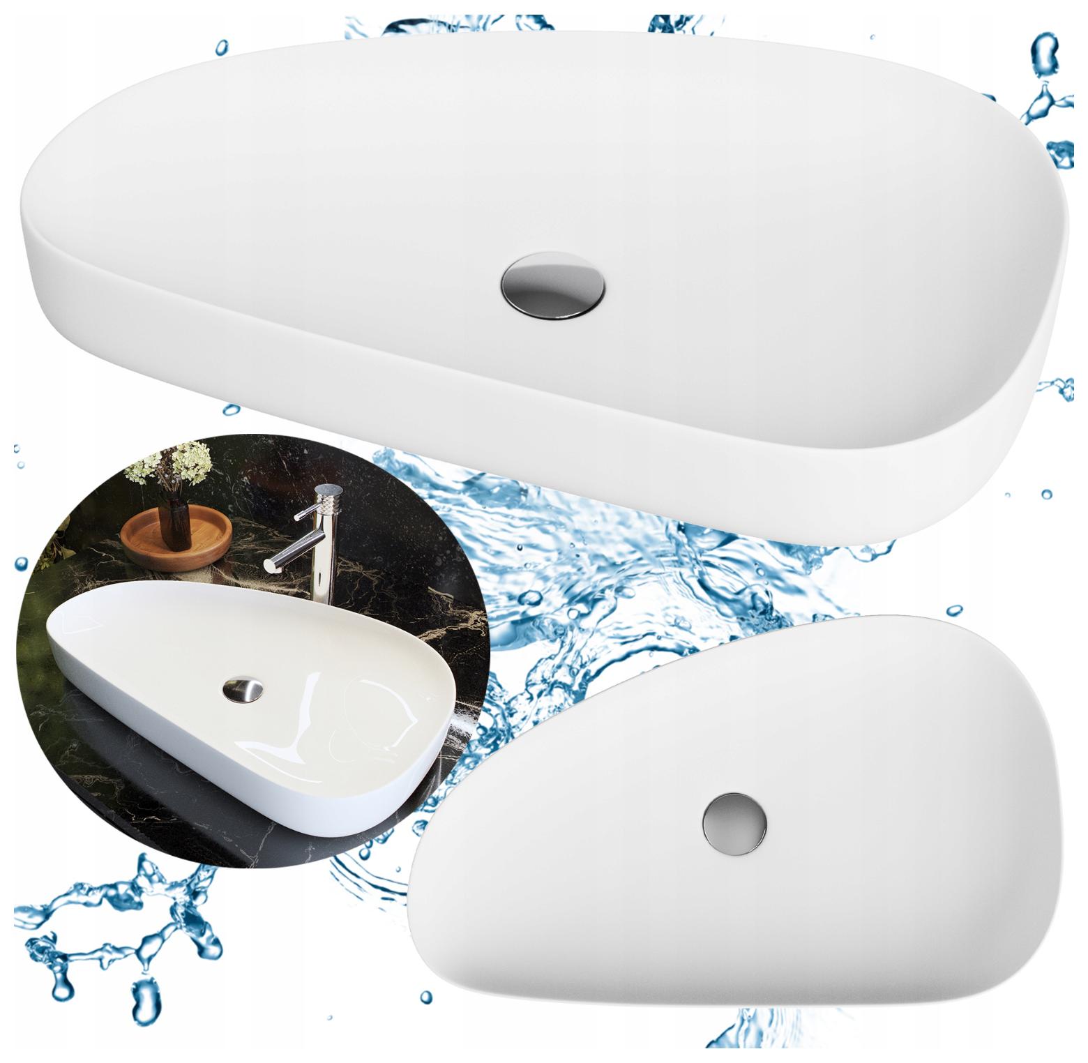 Umyvadlo Lucca na desku, asymetrické, koupelnové, bílé, s možností postavení na desku