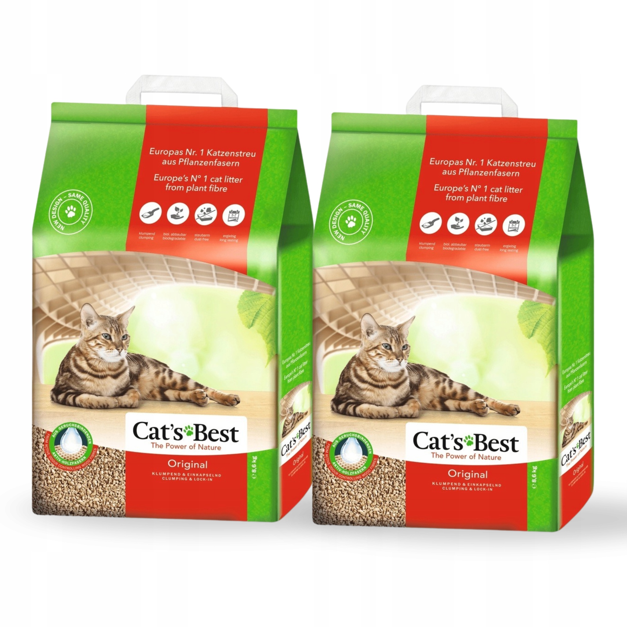 Cat's Best Original Żwirek dla kota zbrylający drewniany Ekologiczny 2x 20l