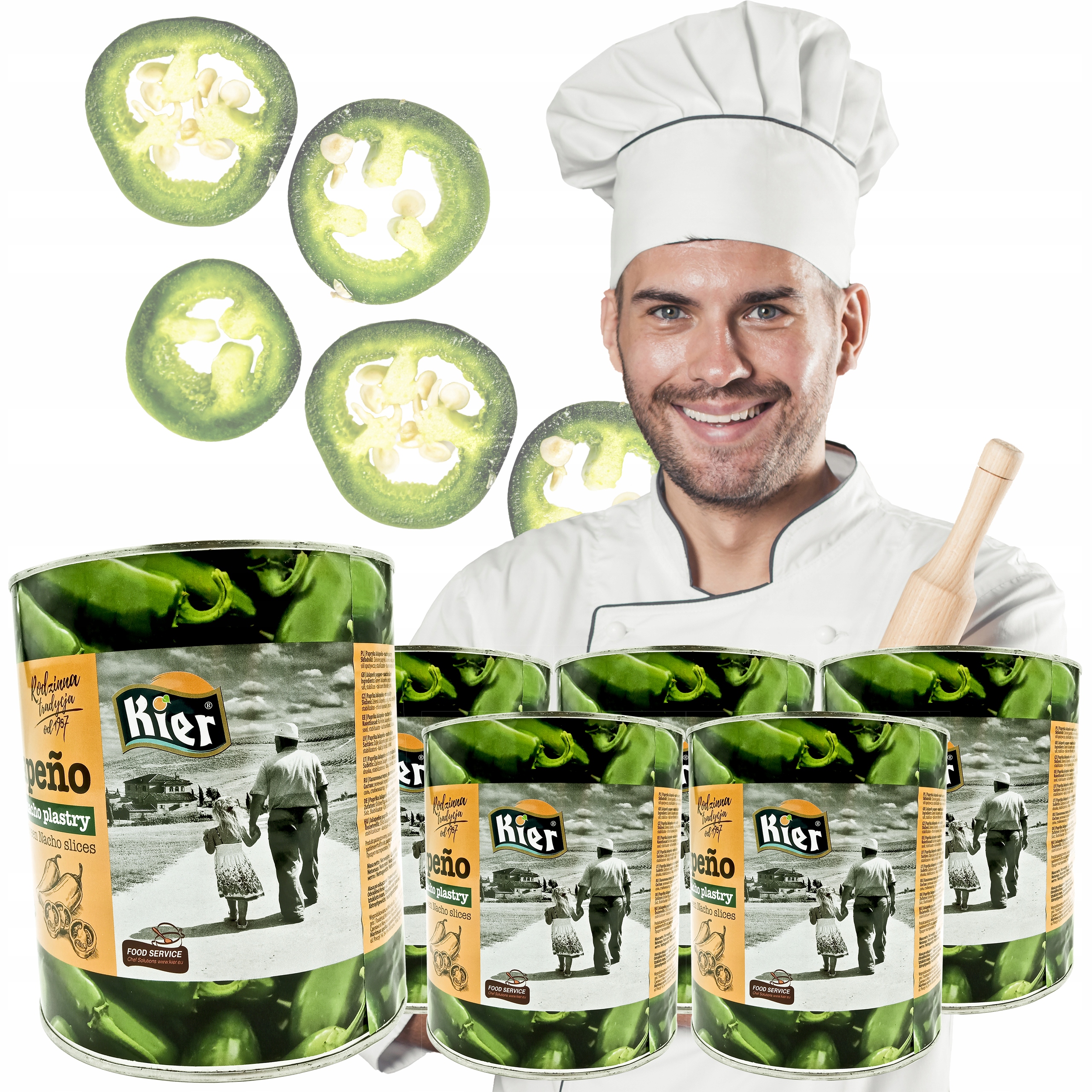 Paprika Jalapeno Zelená Plátky 2,75 KGX6 Svařák