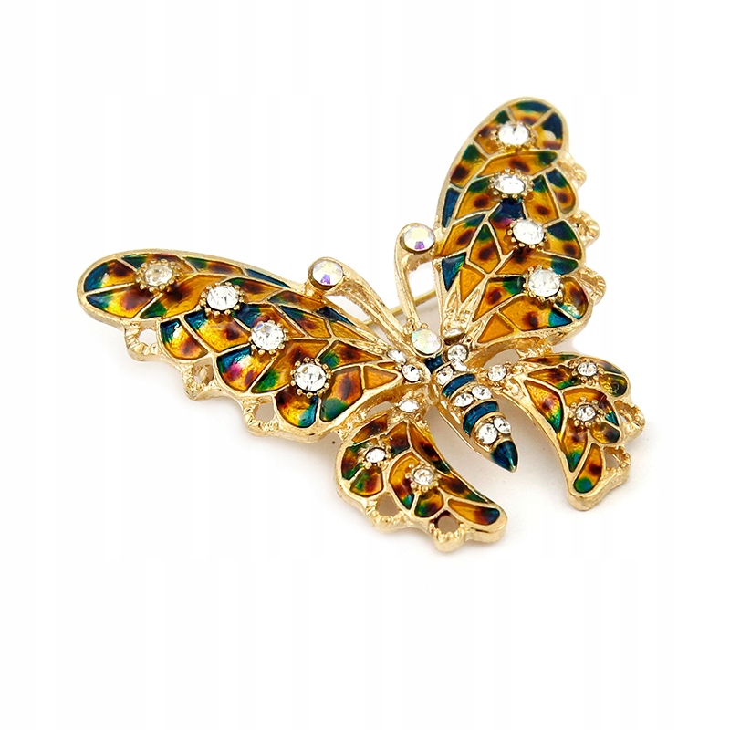 BROSZKA MOTYL ZŁOTY Z CYRKONIAMI