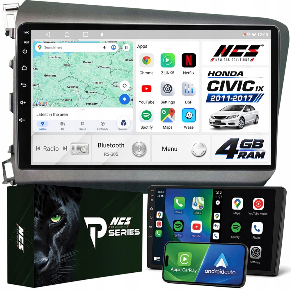 Autorádio Ncs RS-305 Honda CIVIC IX 2012-2015 Android Navigácia