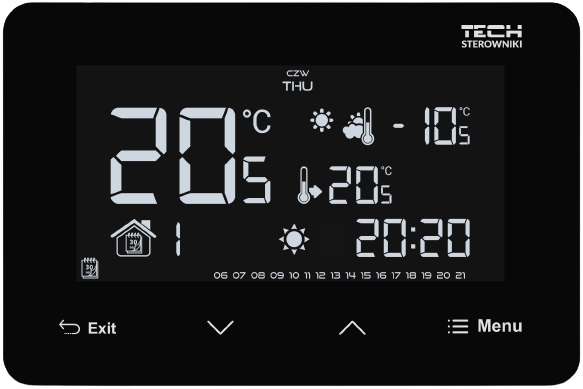 Tech Izbový Bezdrôtový Regulátor 230V, Čierny