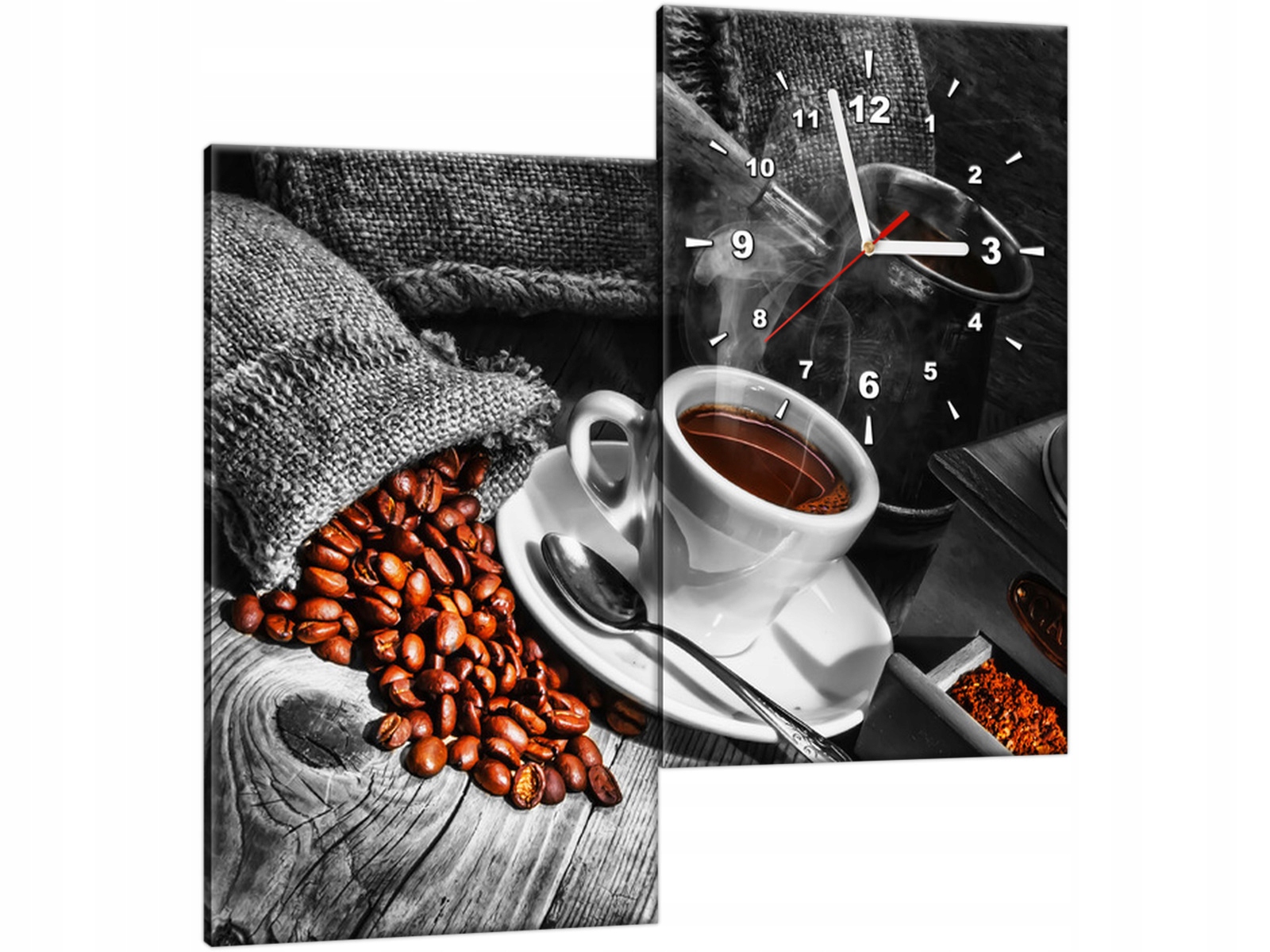 

Obrazy z Zegarem 60x60 Do Kuchni Kawa Zioła+GRATIS
