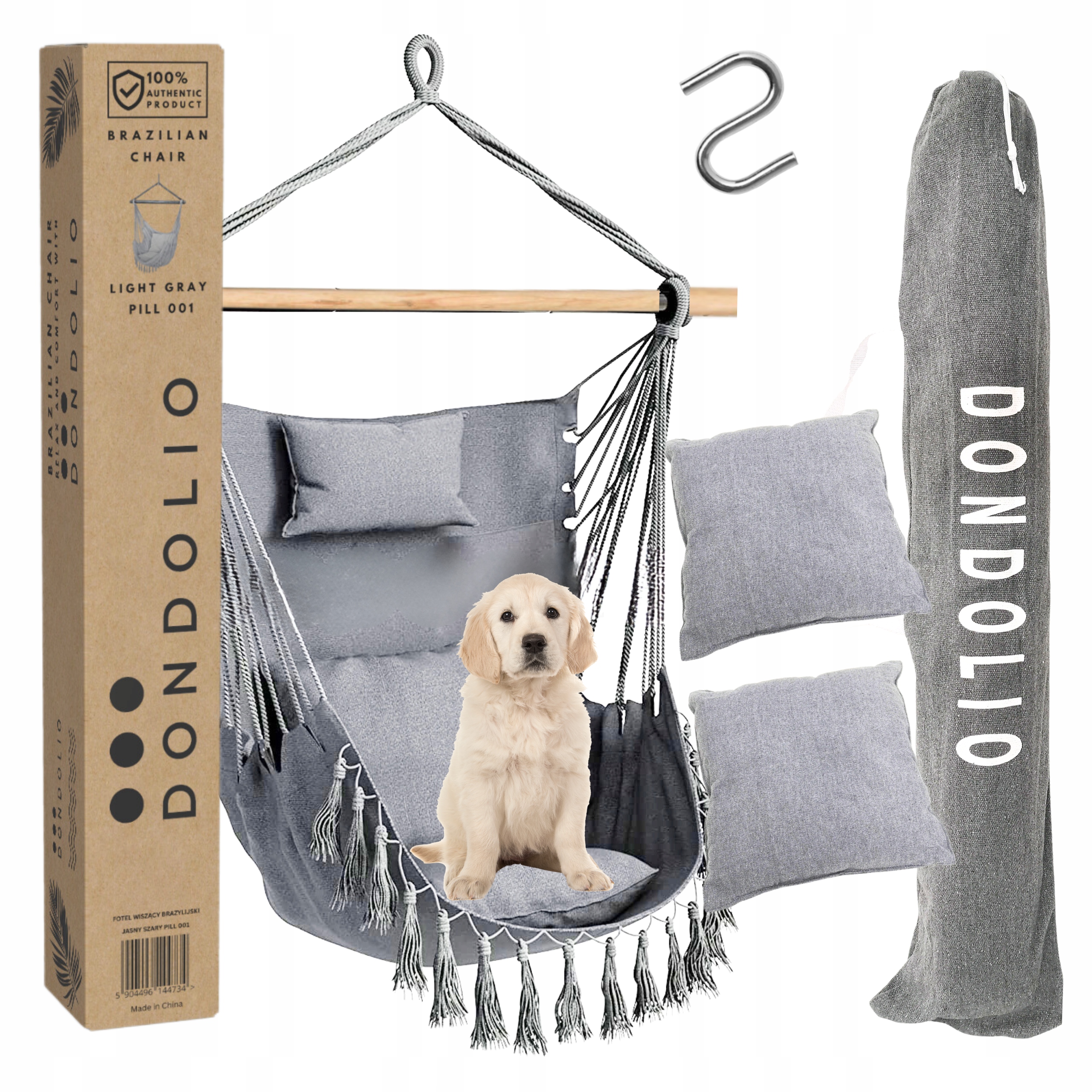 Fotel Wiszacy Brazylijski Hamak Hustawka Krzesło Boho 3 poduszki 150KG