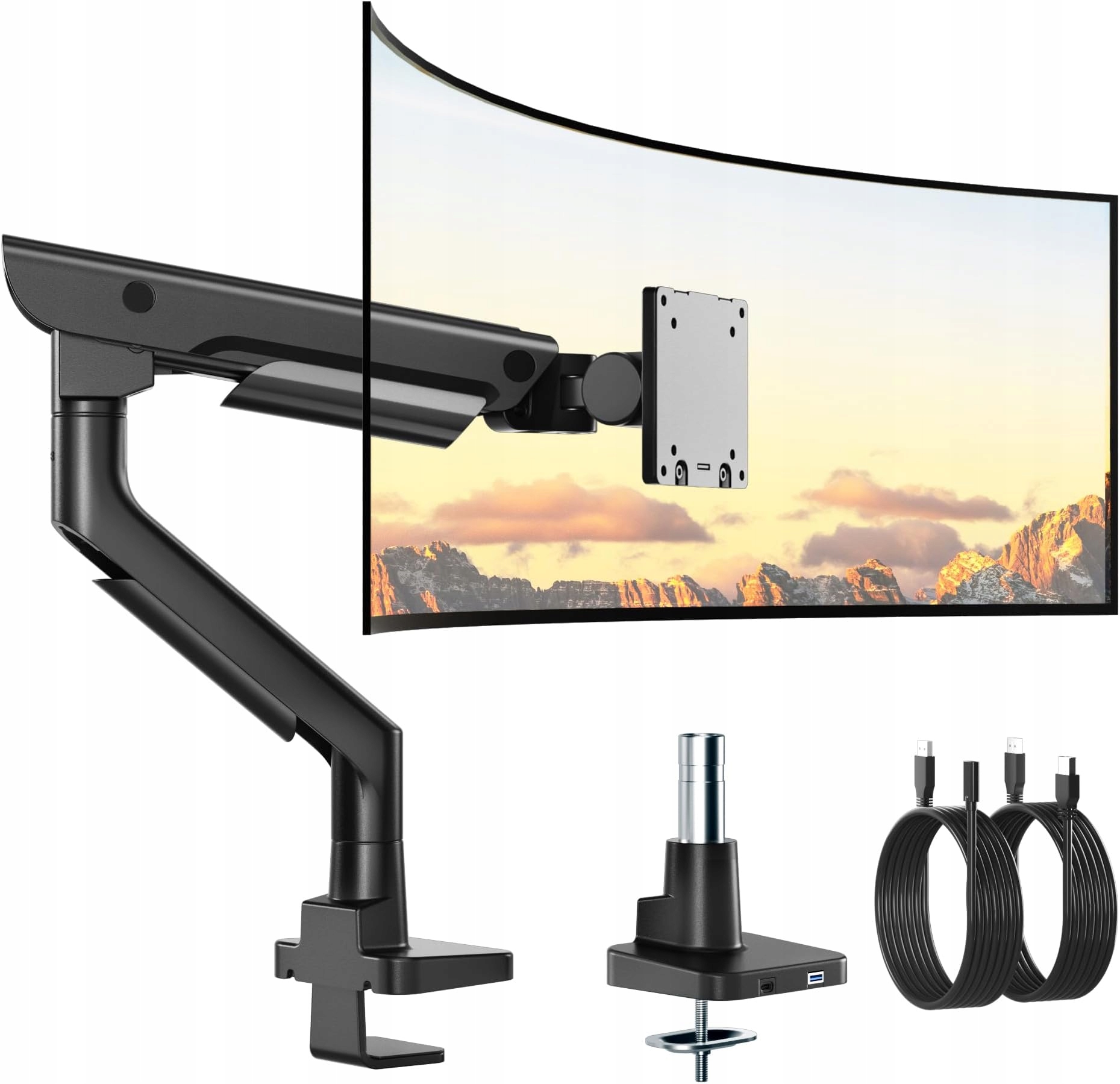Stolní Držák Pro Monitor 57 Palců Do 27 Kg, Plynové Rameno S Usb-c, Černý