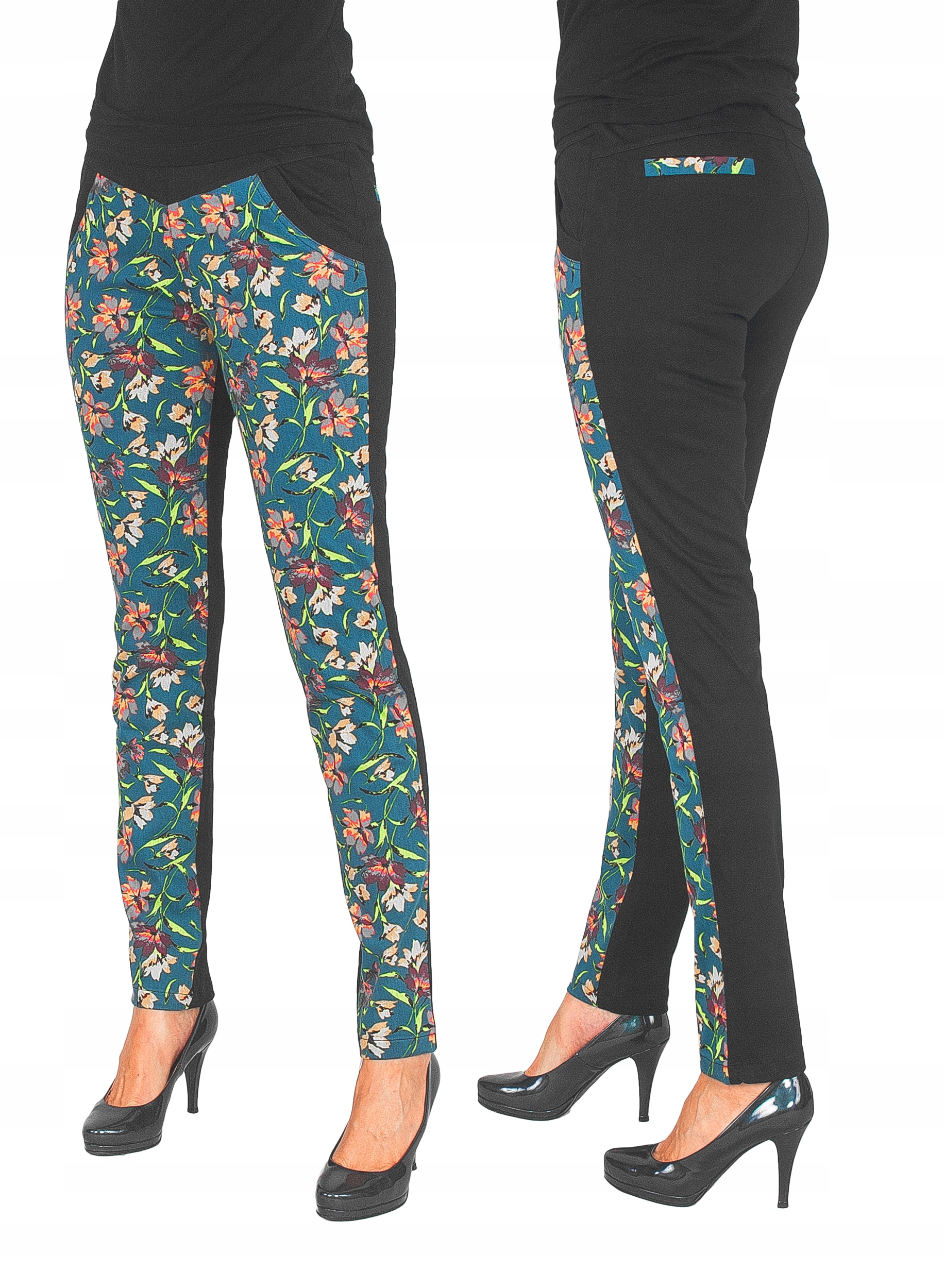 

Spodnie Damskie Rurki Bawełniane w Kwiaty 56434 XL