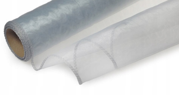 

Organza organtyna obszywana 40cm/8m Ślub Srebrna