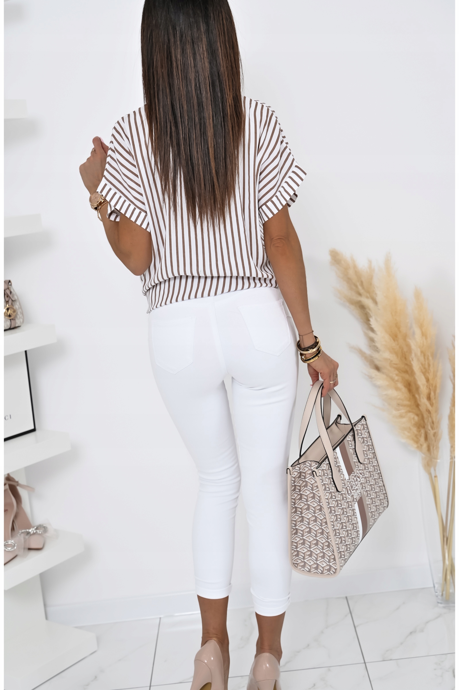 CASUALOWA LEKKA KOSZULA W PASKI WIĄZANA NA DOLE! WZ.1 Wzór dominujący paski