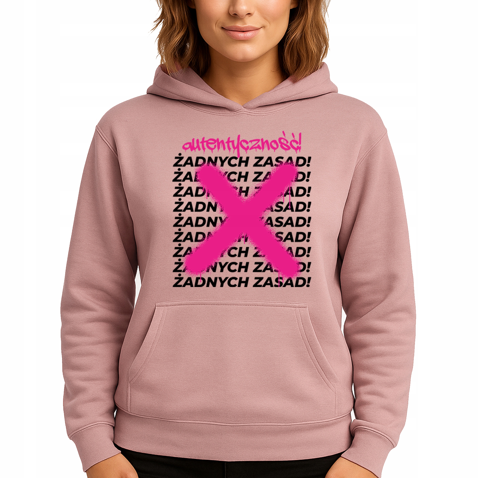Mikina Růžová Hoodie S Kapucí Dárek Pro Ni Žádná Pravidla S