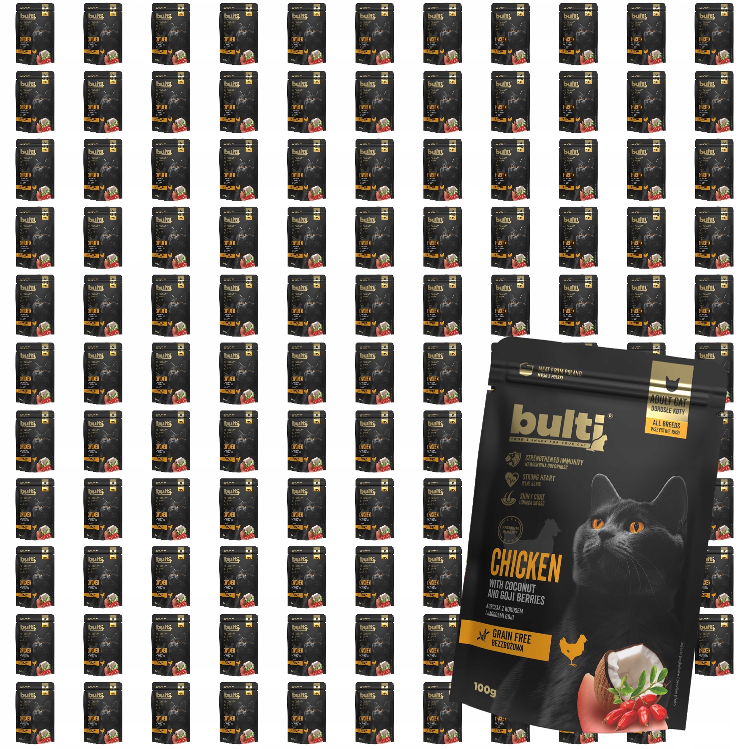 Levně Krmivo Mokré Pro Kočky Bulti Superfood Kuře s kokosem a borůvkami 120 x 100 g