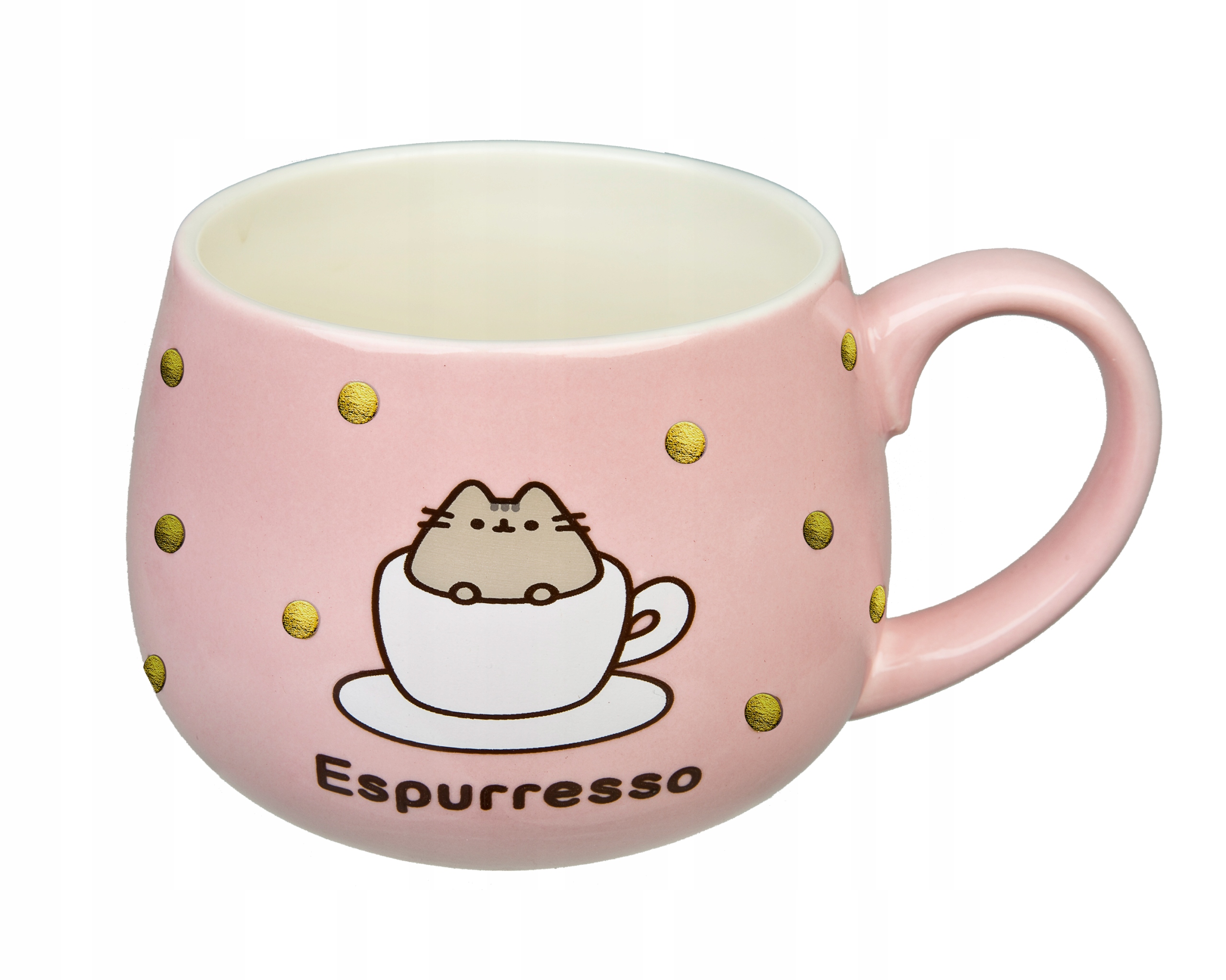 

Pusheen Kubek 300ml Pink Pastel w złote groszki