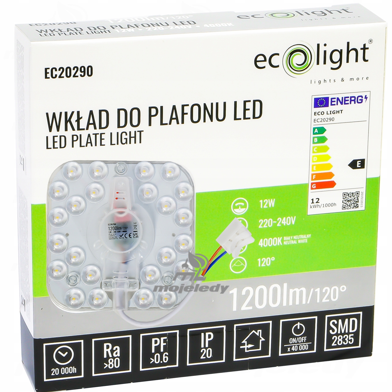 Żarówka płytka wkład plafon LED SMD 12W + zasilacz NW 4000K z magnesami Moc 12 W