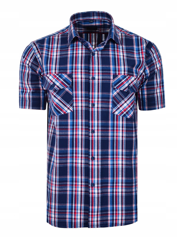 Košile Kostkovaná Tmavě Modrá Krátká Velká 52/53