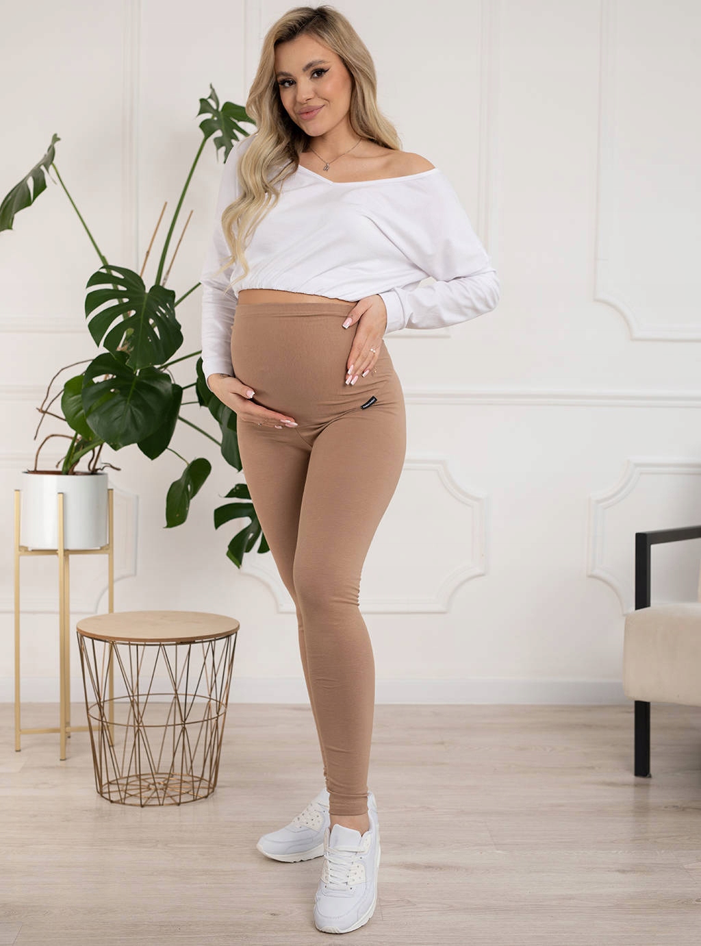 LEGGINSY CIĄŻOWE BAWEŁNIANE DŁUGIE GETRY PANEL LEGINSY 6XL Wzór dominujący bez wzoru