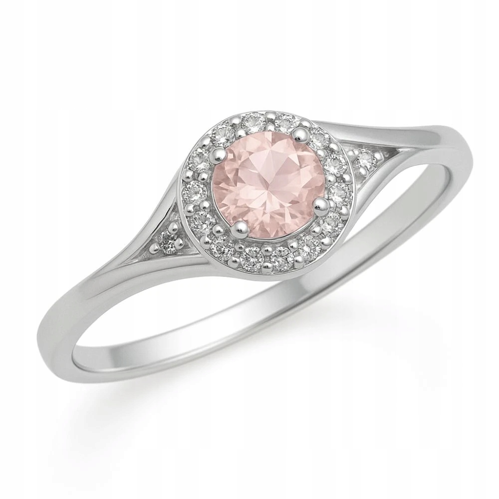 Pierścionek Srebrny 925 Z Cyrkonią Różową Romantyczny R.23