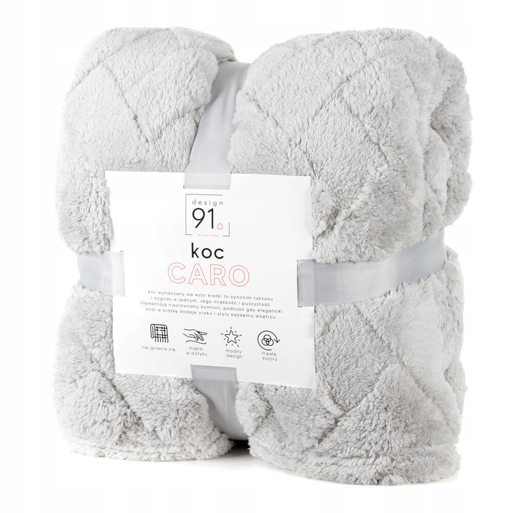 Deka Caro 200x220 Design91 stříbrná, nadýchaná, kostkovaná