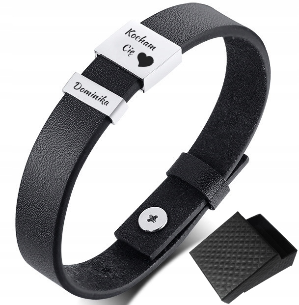 

Bransoletka Skórzana Imiona Grawer stal 316L