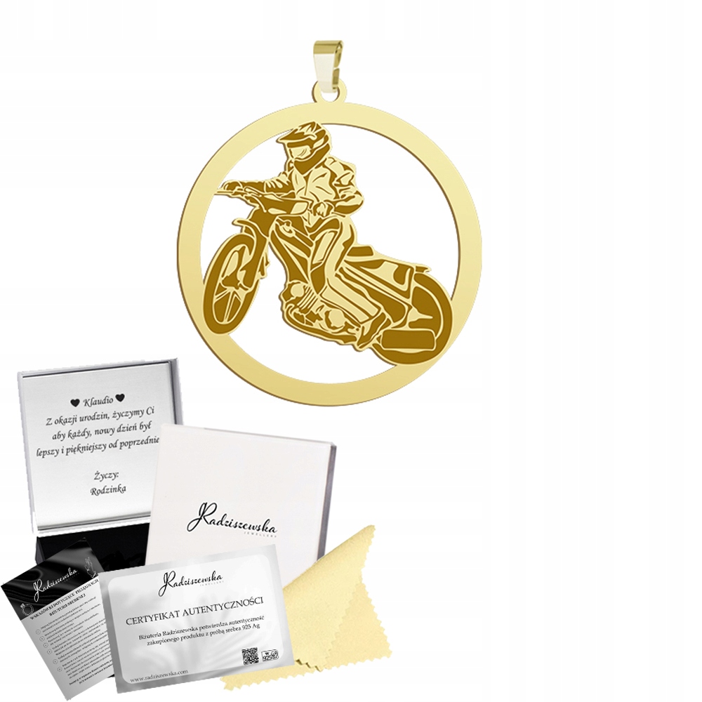 Zlatý přívěsek Speedway Stříbro 925 Dárek Šperky Gravírování Bonus