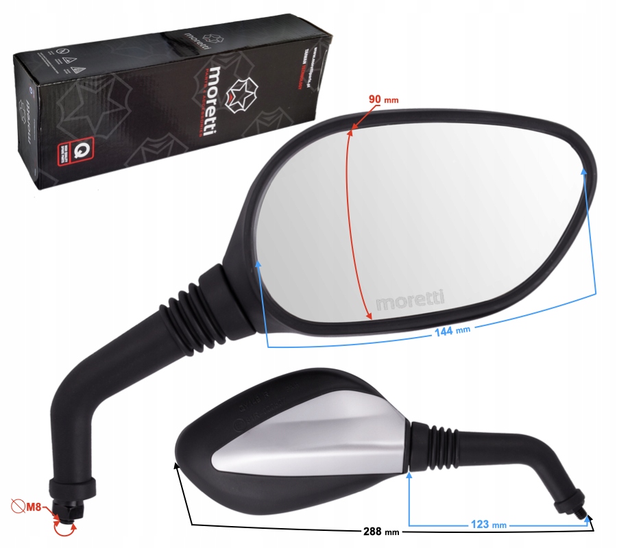 

Lusterka L+r M8 skuter motocykl homologacja atv