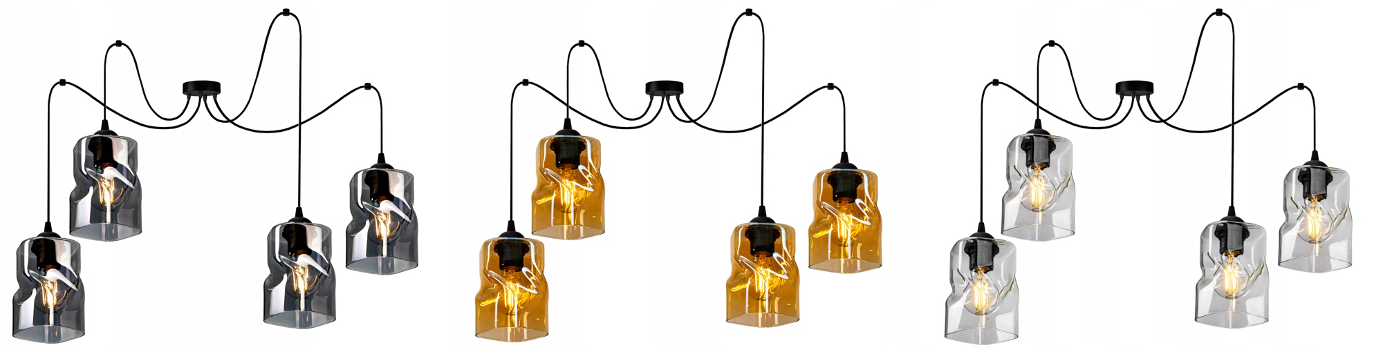 SZKLANA LAMPA WISZĄCA SUFITOWA ŻYRANDOL PAJĄK LED Zasilanie sieciowe