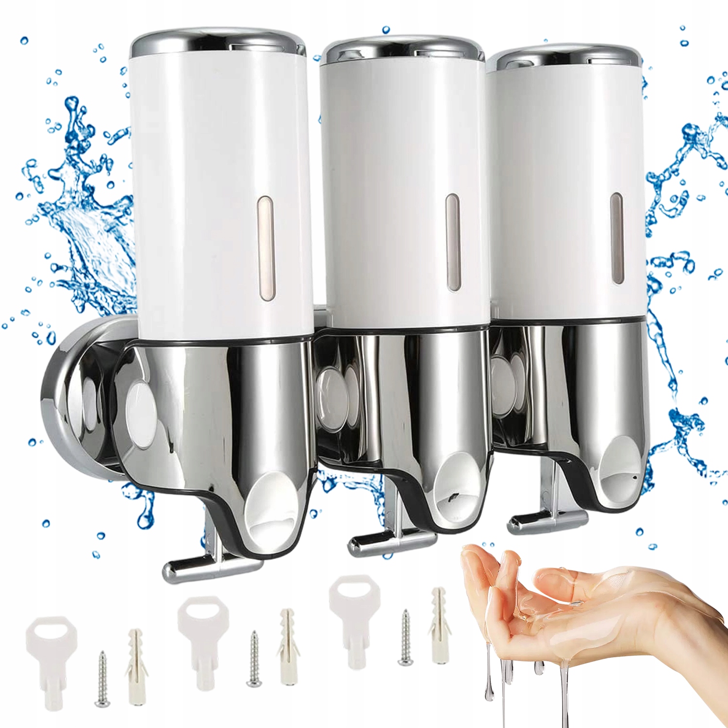 Nástěnný Dávkovač Na Mýdlo A Šampon 3 Komory