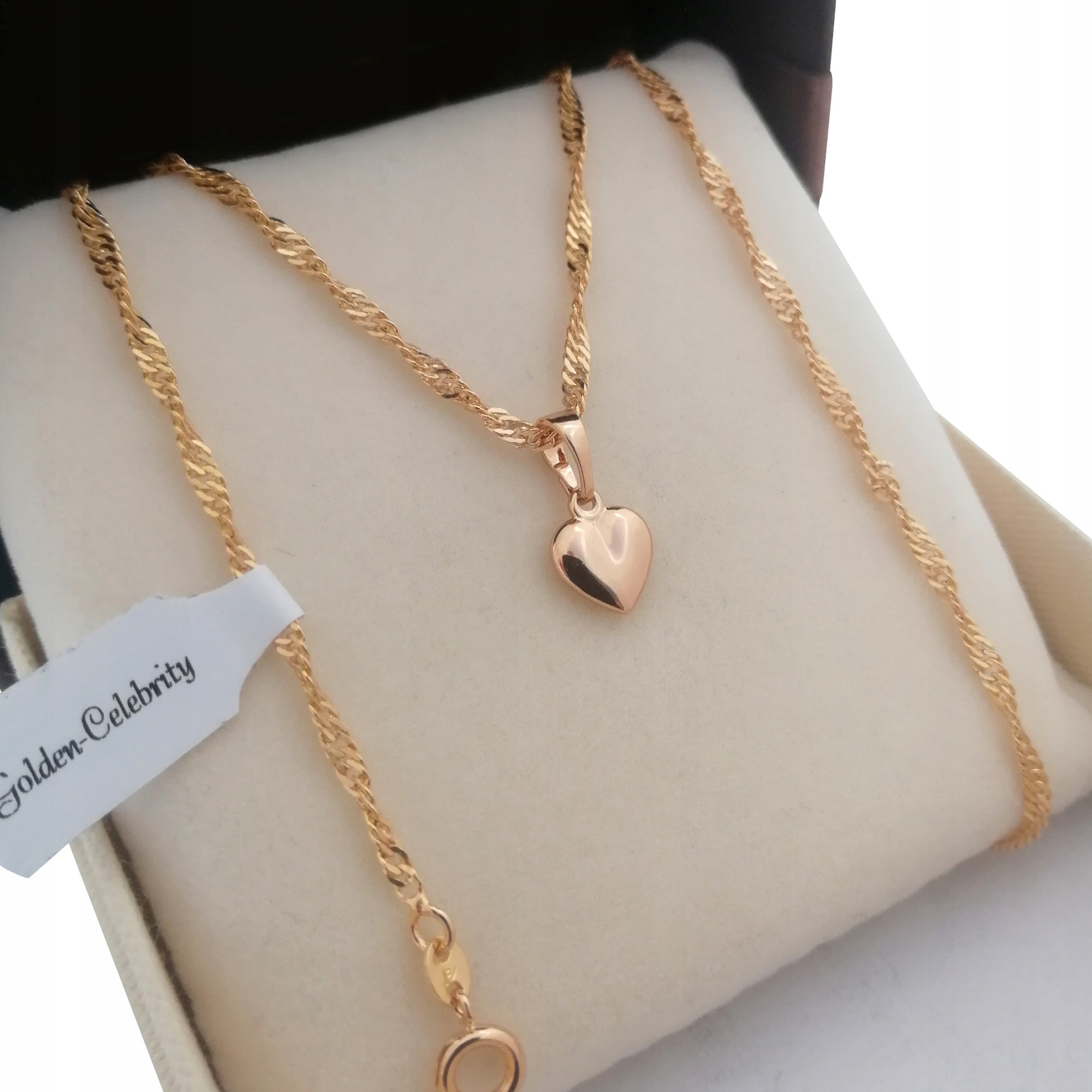

Łańcuszek Singapur 45CM 3MM+SERDUSZKO 18K Prezent