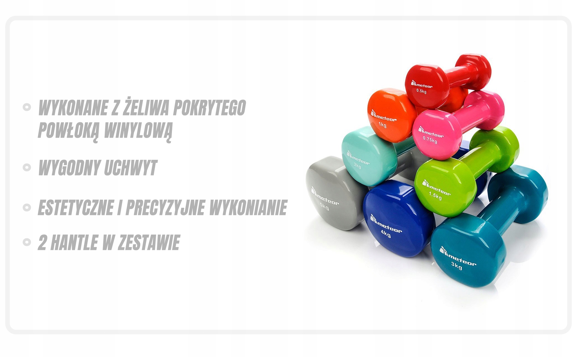 HANTLE WINYLOWO-METALOWE FITNESS METEOR 2 x 1kg Model Hantle