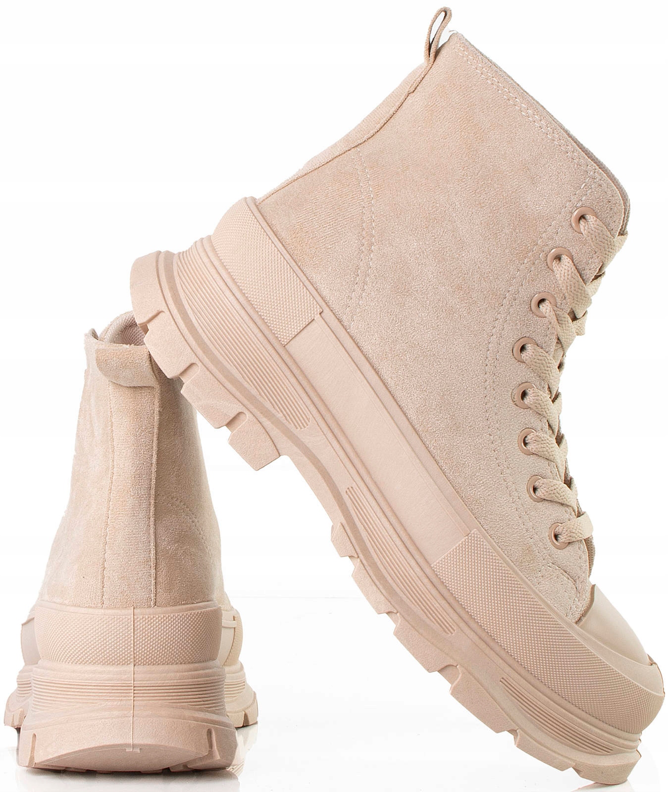 TRAMPKI BEŻOWE WYSOKIE ZAMSZOWE PLATFORMA 40 Marka inna