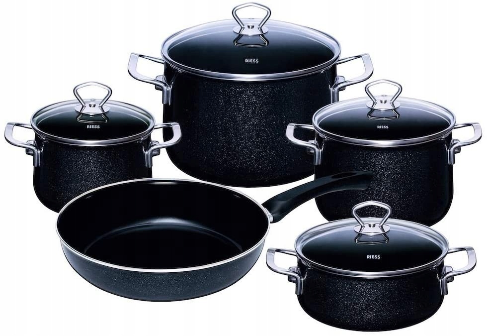 Riess Black Magic Sada 5 smaltovaných nádob Indukce Rakousko