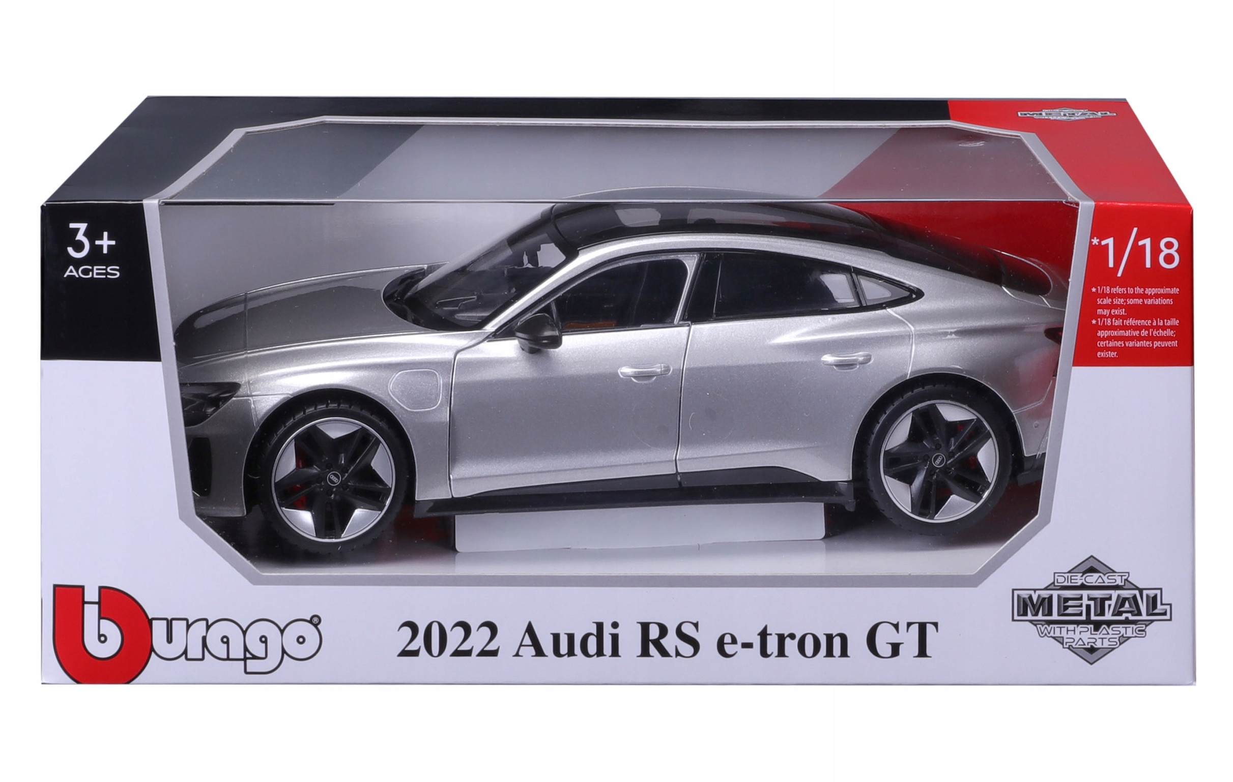 MODEL AUDI RS e-tron GT 2022 1:18 Bburago 18-11050 SREBRNY ELEKTRYK Marka Bburago