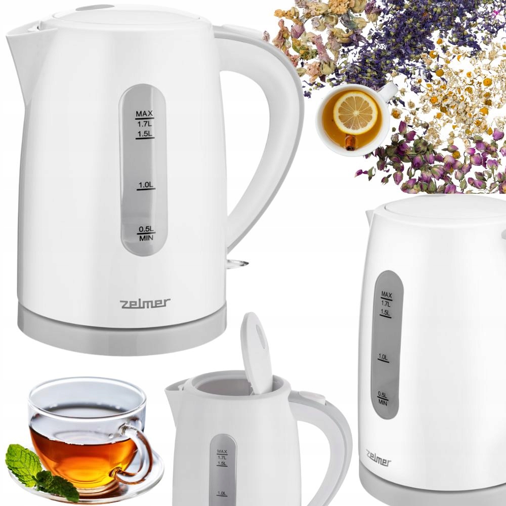 Czajnik Elektryczny Zelmer Bezprzewodowy Płaska Grzałka Cichy 1,7L 2200W