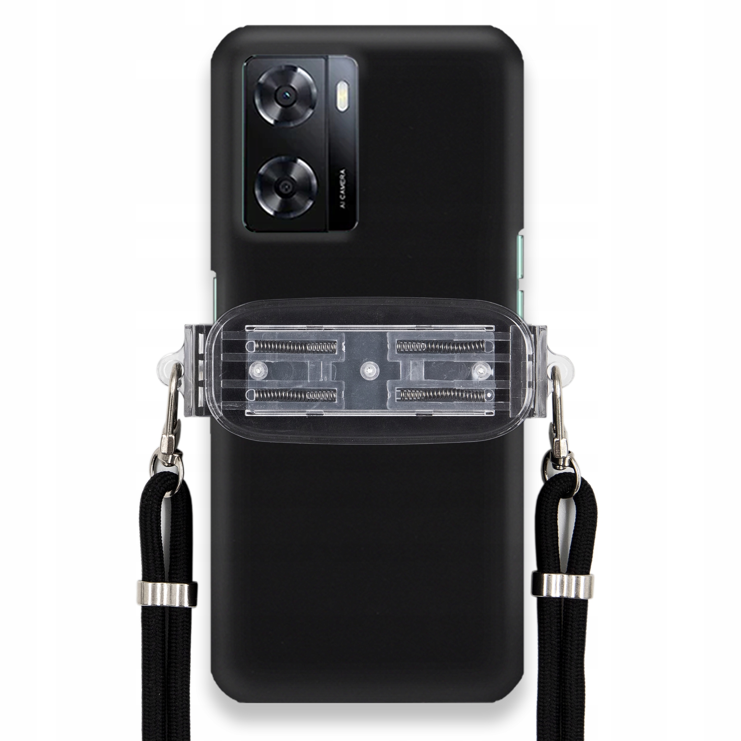 Pouzdro Pro Oppo A57 4G Smooth Case Ochrana Univerzální Držák Černá Šňůrka