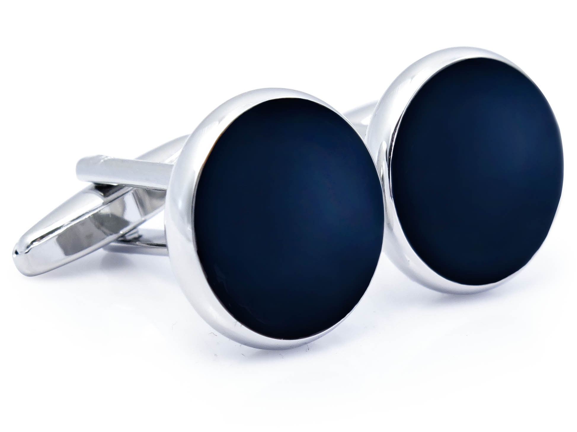 Srebrne spinki smokingowe granatowe oczko N102 Marka Modini