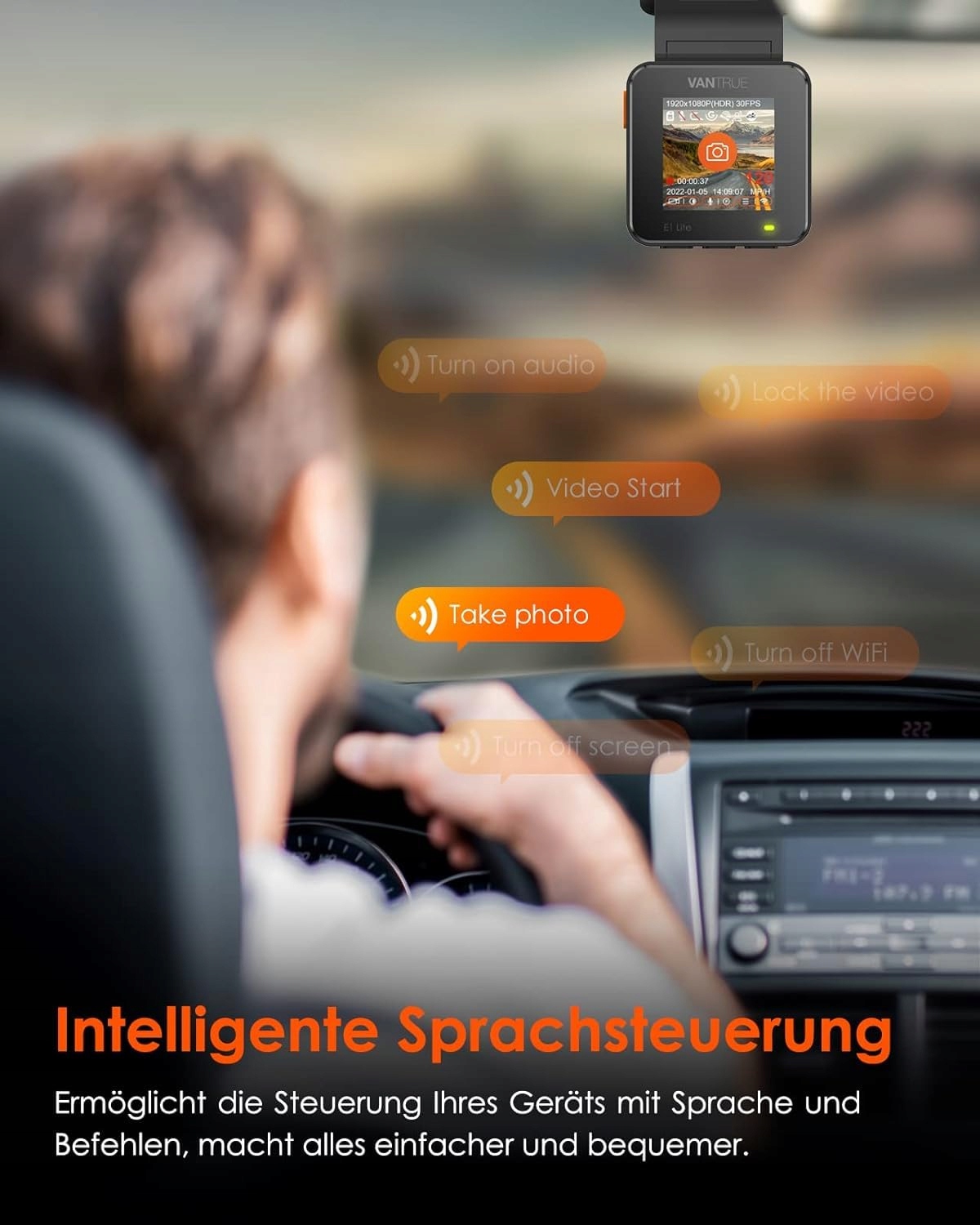 VANTRUE E1 Lite Mini Kamera Samochodowa WiFi 1080P HDR GPS Nocne Widzenie — miniatura 5
