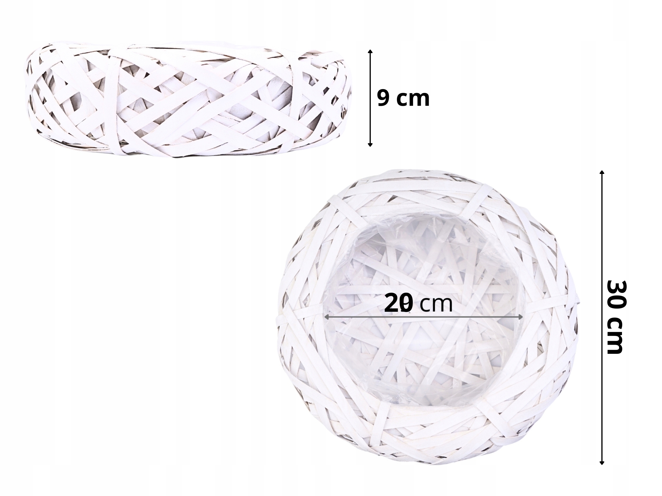 WIKLINOWY KOSZYK BIAŁA OSŁONKA NA KWIATY STROIK PLECIONA DEKORACJA 30 cm Marka Topoblu