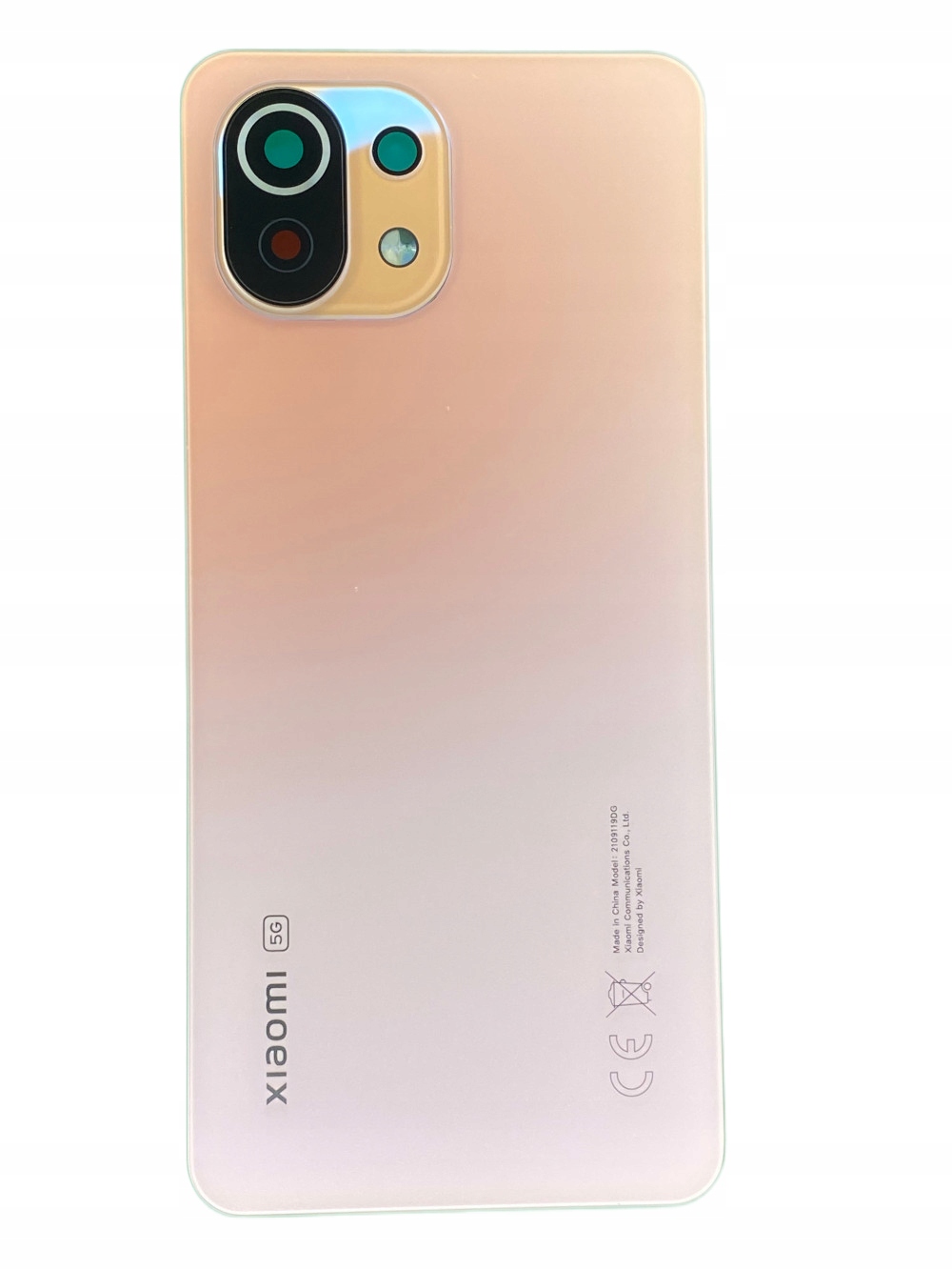 Oryginalna tylna klapka Xiaomi Mi 11 Lite Peach Pink z osłoną obiektywu