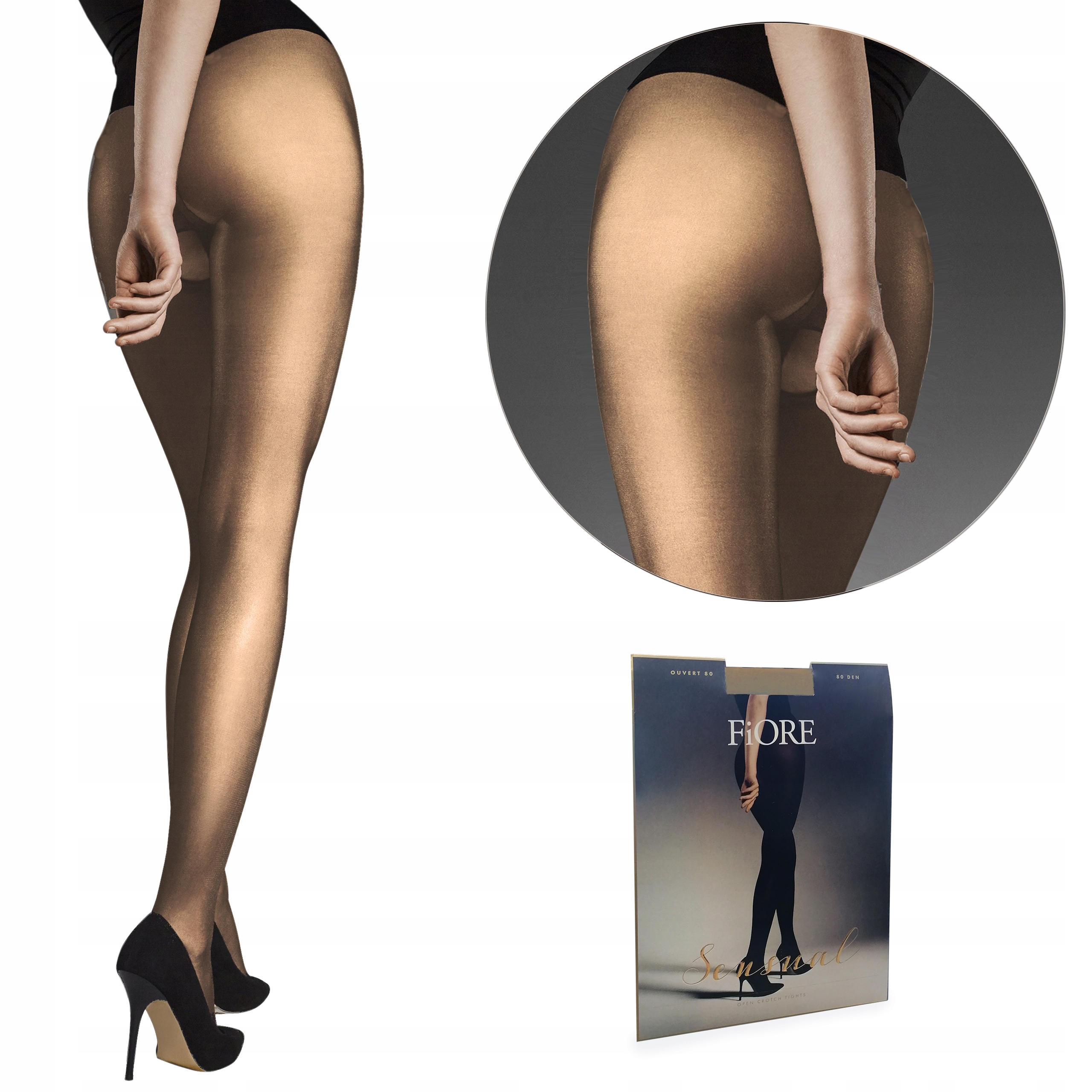 

Fiore rajstopy Ouvert 80 den otwarte nude 2-S