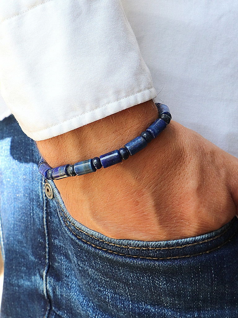 Pánský náramek lapis lazuli 20 cm