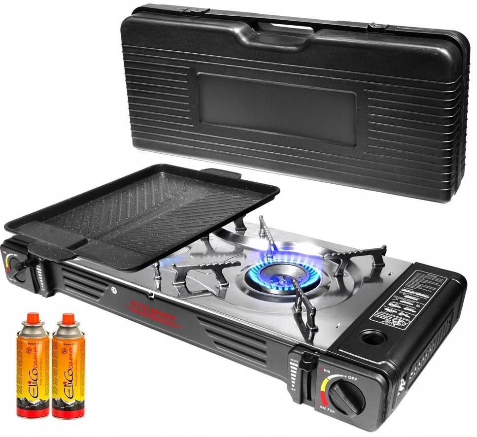 Turistický gril Stilhoff 2 pal. nerez grilovací deska kartuše