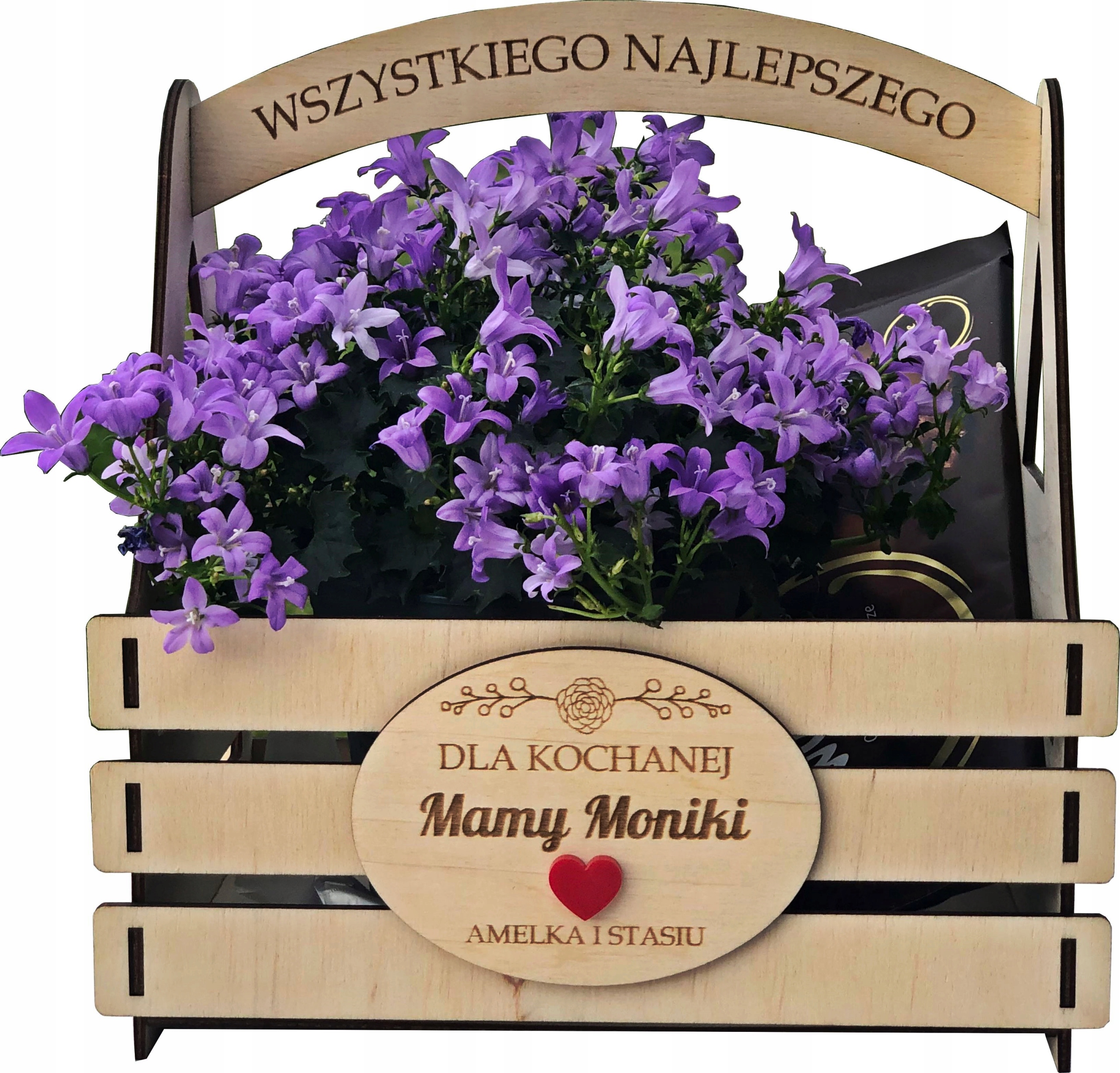 

drewniana skrzynka dzień Mamy Matki
