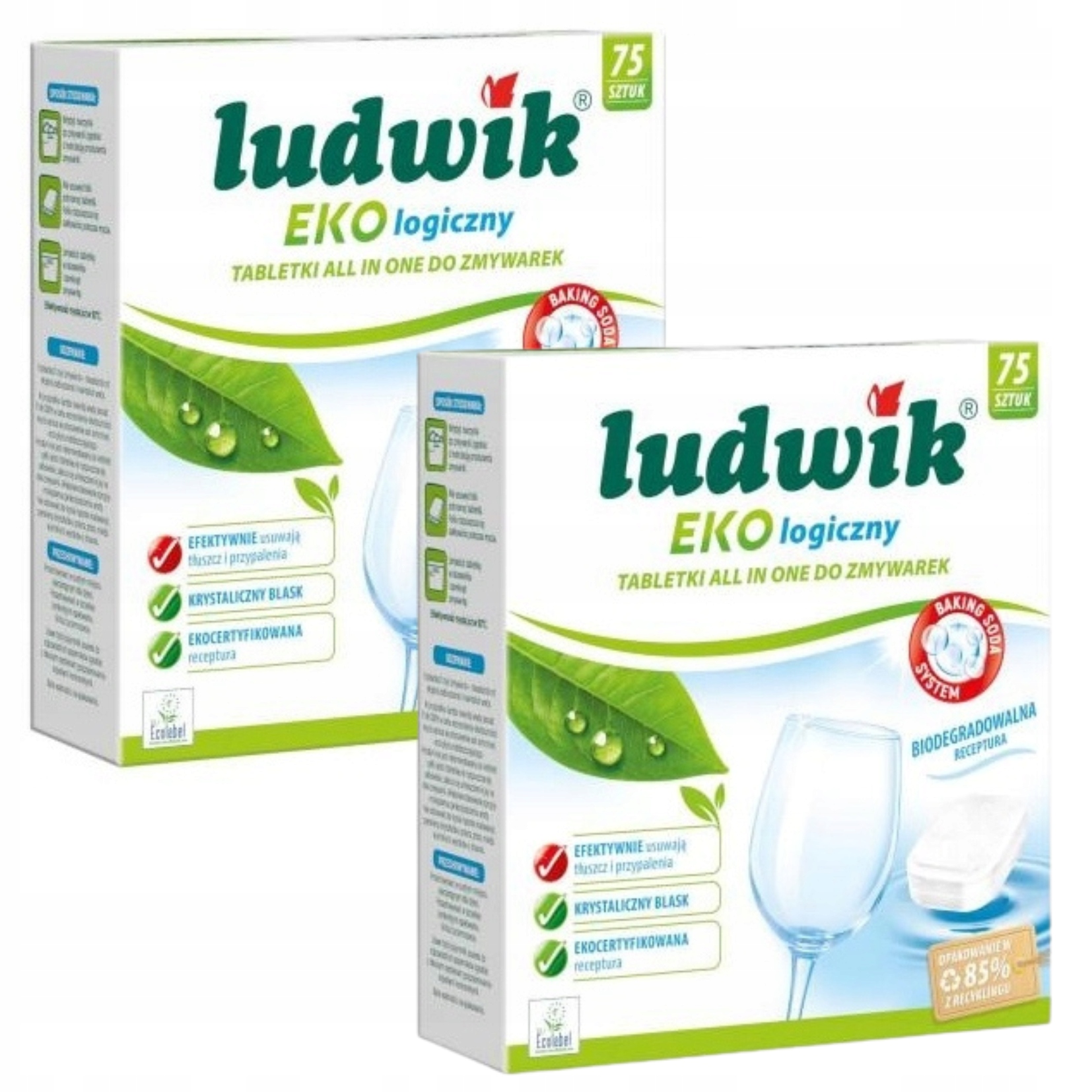 Ludwik Ekologické tablety do myčky 75 ks x 2 Sada 150 Tablet