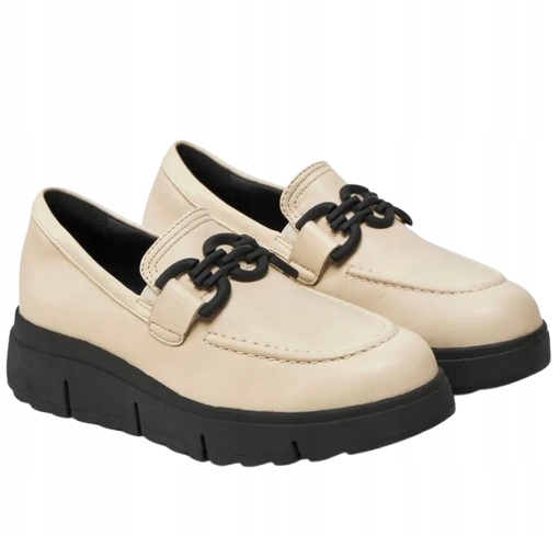 Clarks Béžové Mokasíny S Černou Ozdobou A Silnou Podrážkou 37 1/2 T6I