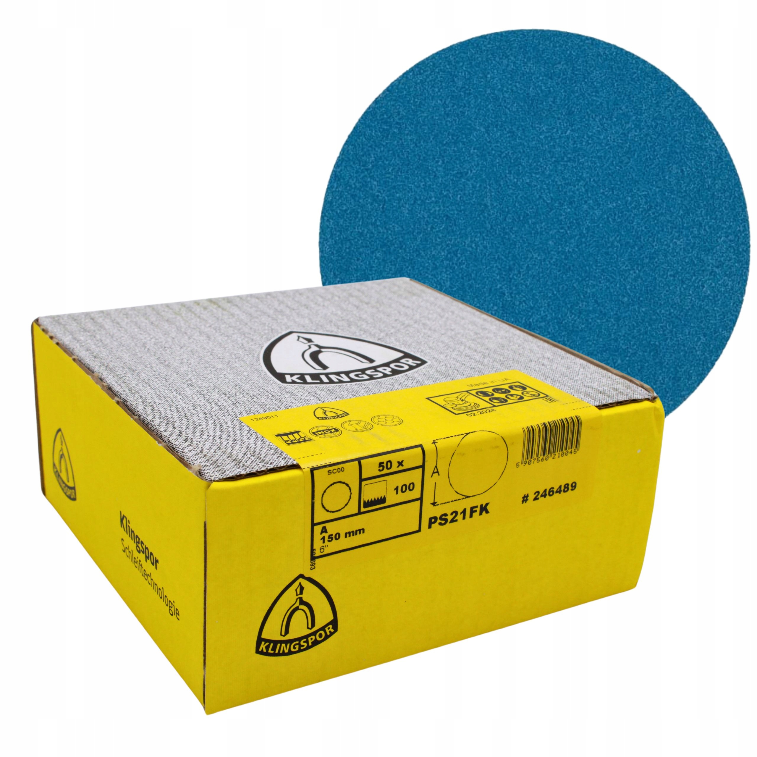Krążki Ścierne na Rzep Klingspor Ps 21 Fk 150mm Gr 100 opakowanie 50szt