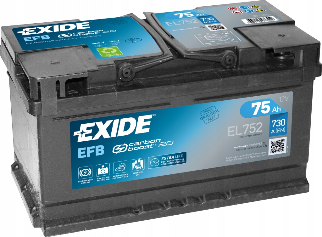 EXIDE EL752 EFB 75AH 730A старт-стоп FORD