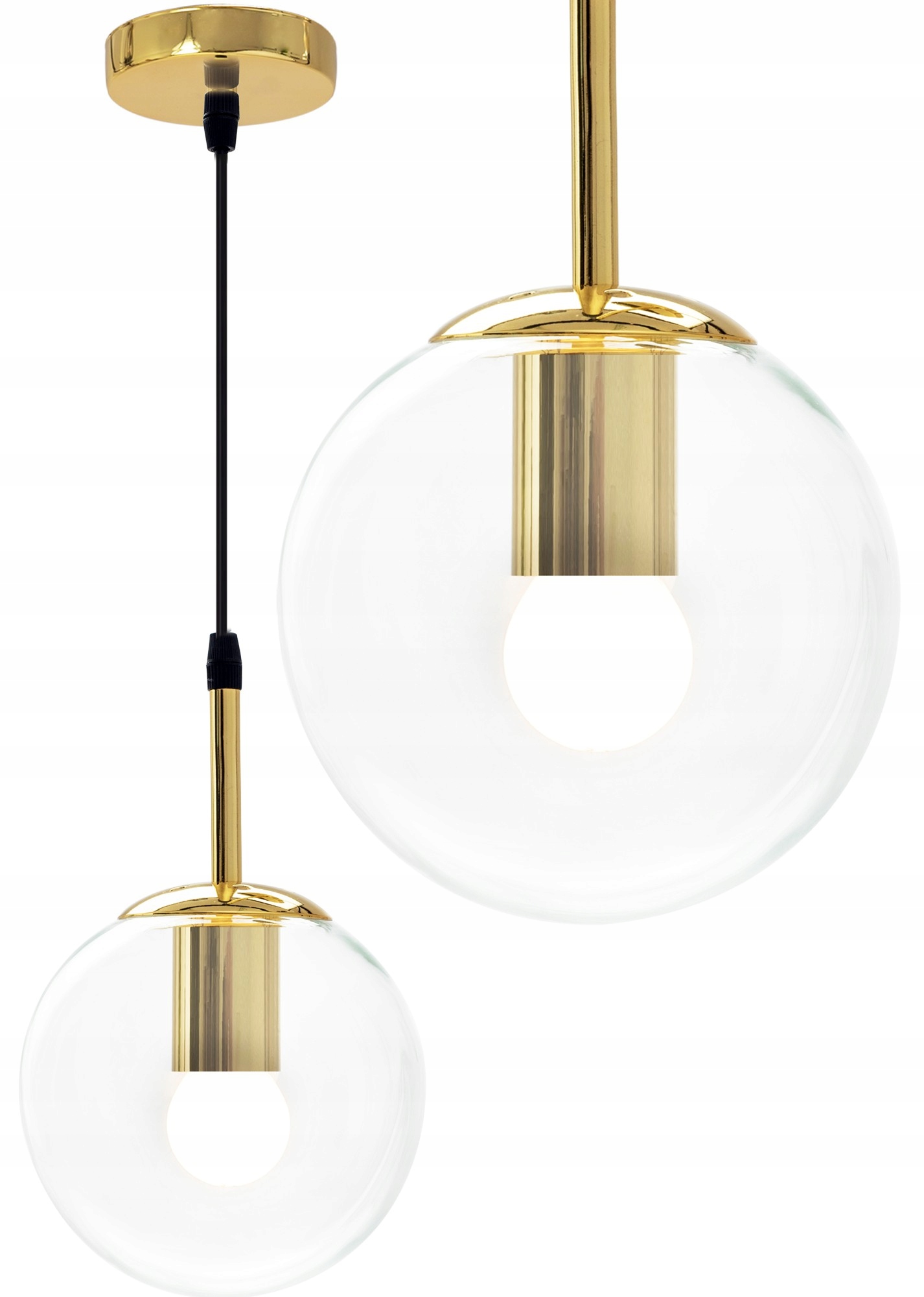 Závěsná skleněná lampa E27 Jednotlivá lampa do obývacího pokoje Průsvitná zlatá