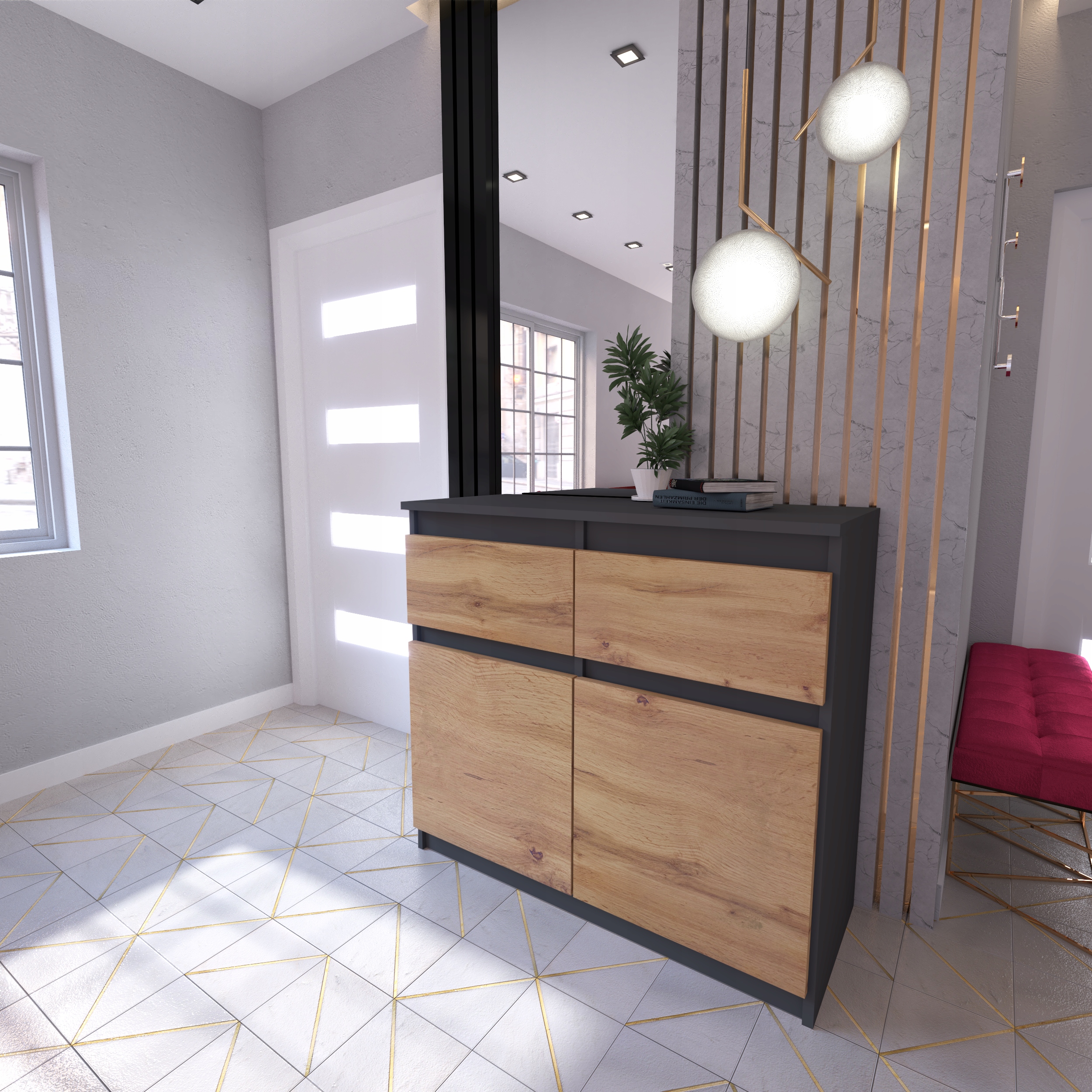 Komoda OLA szafka 80, 2 szuflady nowoczesna pojemna rtv ANTRACYT system EAN (GTIN) 5906301891284