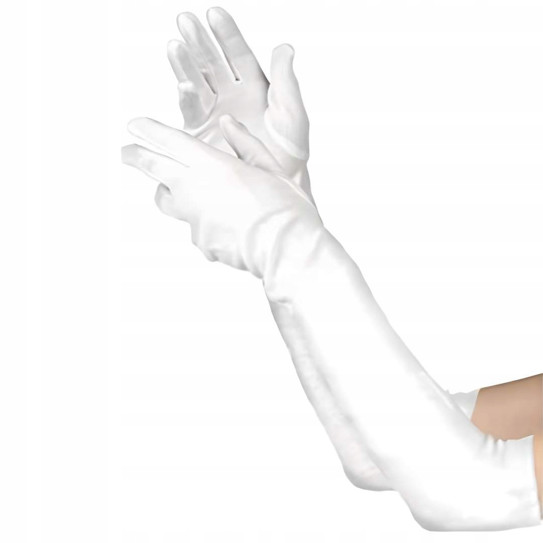 rękawiczki DŁUGIE retro ELEGANCKIE za łokieć BIAŁE wieczorowe KARNAWAŁ